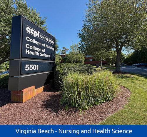 ECPI University College of Nursing and College of Health Science at 5501 Greenwich Road in Virginia Beach, the campus building serving the PA program