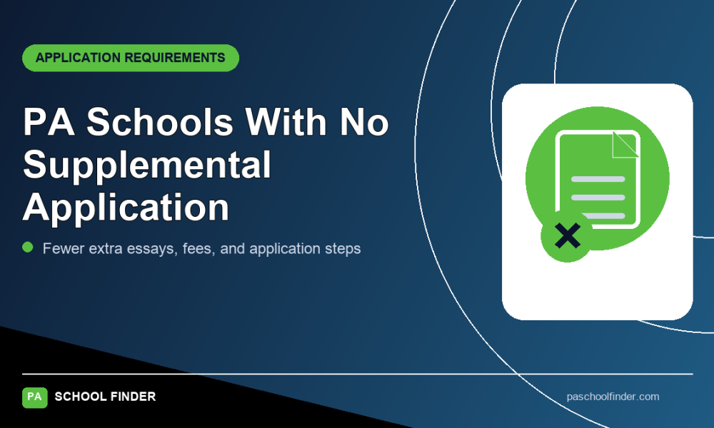 PA Schools With No Supplemental Application — PA School Finder featured graphic